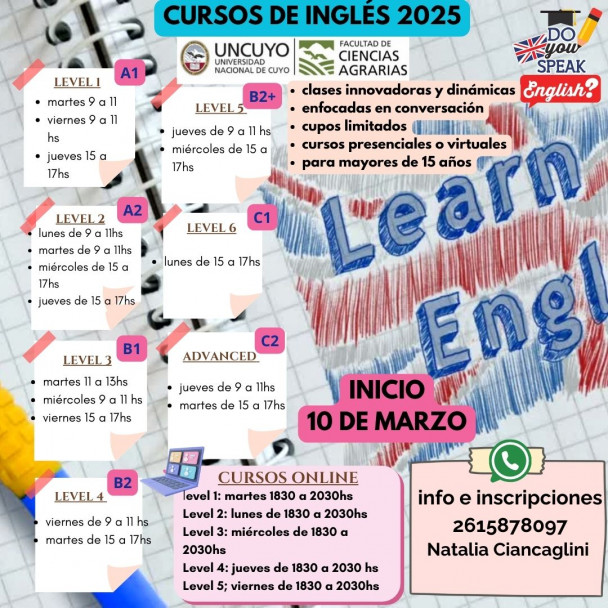 imagen Cursos Anuales de Inglés 2025  