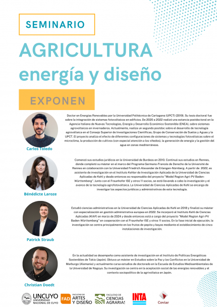 imagen Invitan a participar del "Seminario: Agricultura, Energía y Diseño"