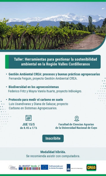 imagen Jornada  Taller CREA: Herramientas para Gestionar la Sostenibilidad Ambiental en la Región Valles Cordilleranos
