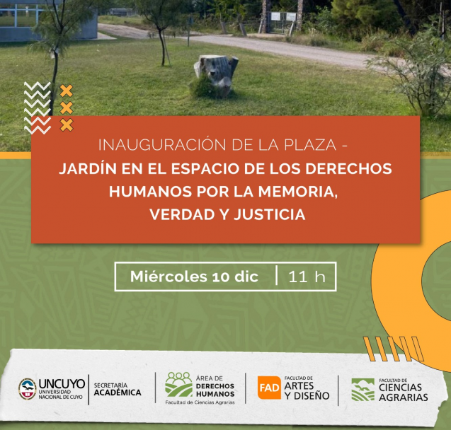 imagen La Facultad de Ciencias Agrarias inaugurará una Plaza-Jardín en el Espacio de los Derechos Humanos por la Memoria, Verdad y Justicia