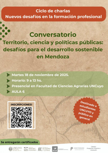 imagen Conversatorio: Territorio, ciencia y políticas públicas: desafíos para el desarrollo sostenible en Mendoza