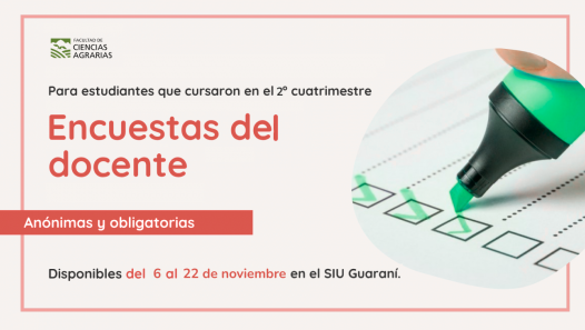 imagen Estudiantes de Agrarias deberán completar las encuestas anónimas y obligatorias del docente