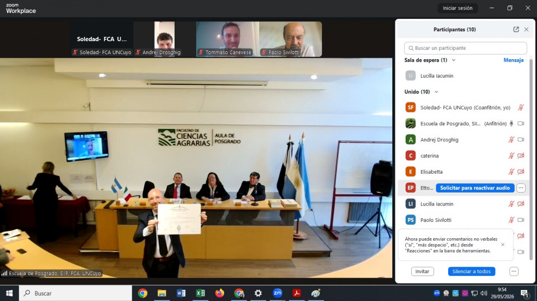 imagen Ciencias Agrarias realizó el primer acto de jura de doble titulación junto a la Universidad de Udine