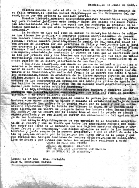 imagen Discurso escrito por Luis G. Rodríguez Nievas en 1943