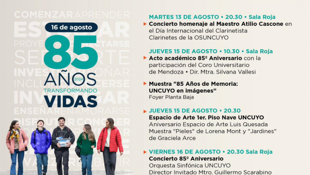 imagen La UNCUYO celebra 85 años de historia con actos y eventos culturales