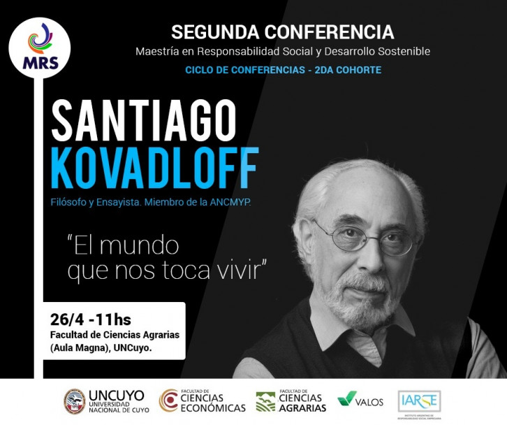 imagen El filósofo Santiago Kovadloff es invitado de la MRS de las facultades de Ciencias Agrarias y Ciencias Económicas