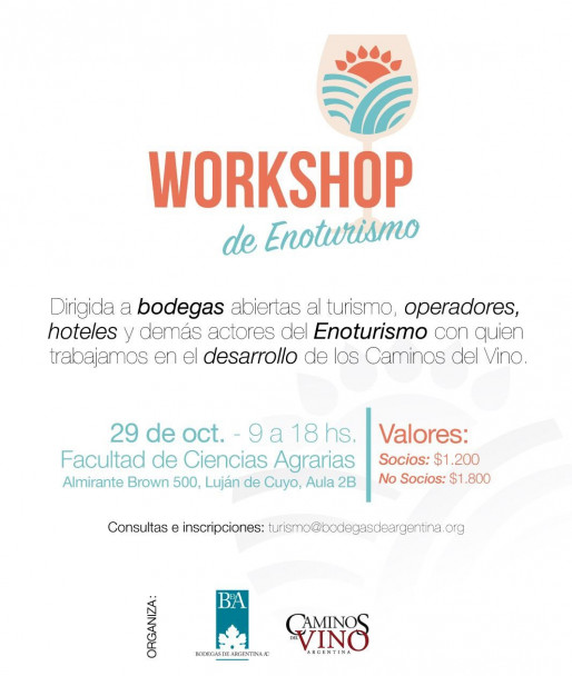 imagen El Workshop de Enoturismo es organizado por Bodegas de Argentina.